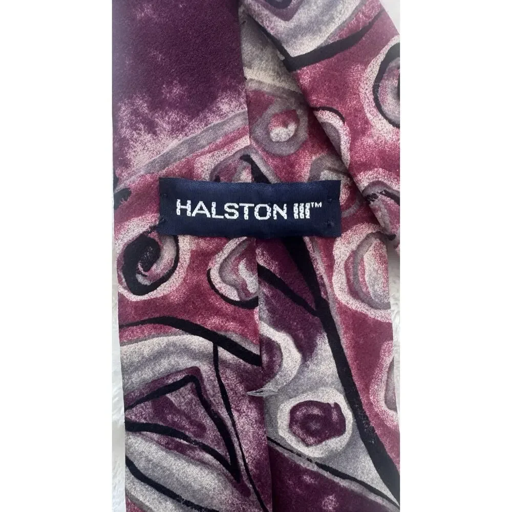 Halston III Men’s Abstract Pattern Silk Neck Tie Classic 4 x 59.5